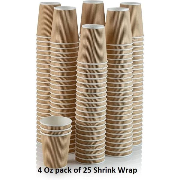 ECO WISE PAPER CUPS RIPPLE BROWN 4OZ 25PCS