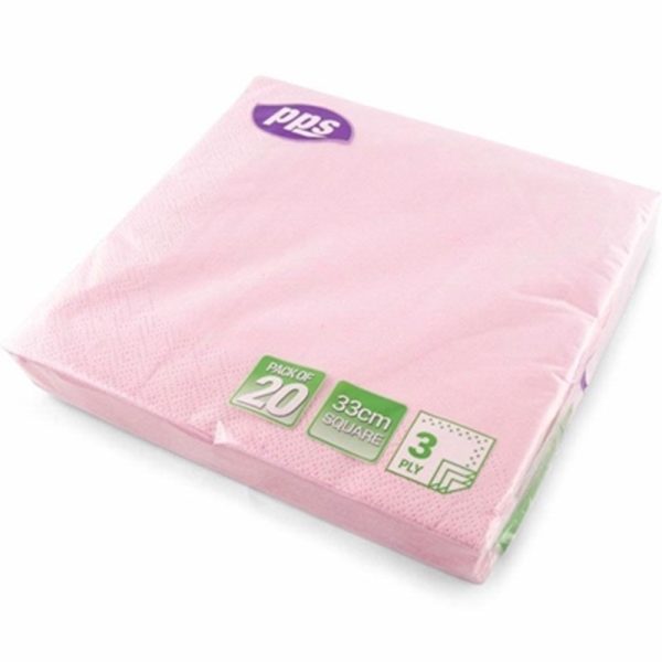 PPS 3PLY 33CM 20 NAPKINS LIGHT PINK