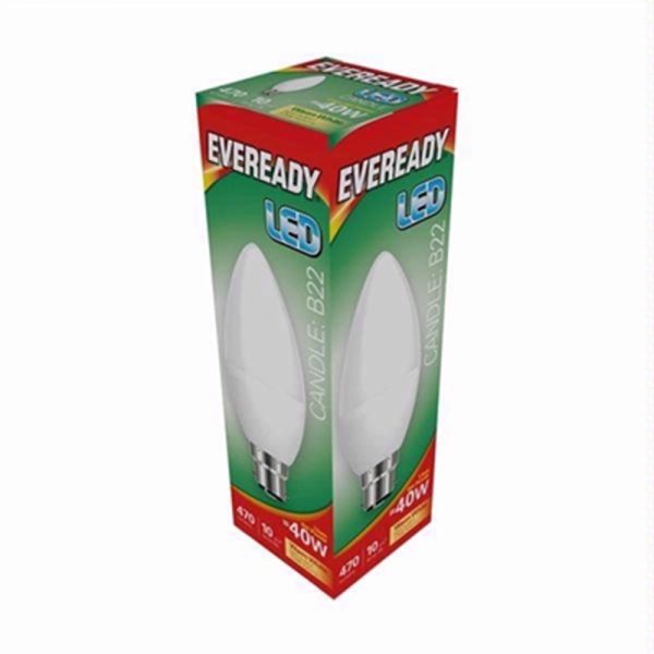 EVEREADY LED BULB WARM WHT CANDLE BC 6W PACK OF 5