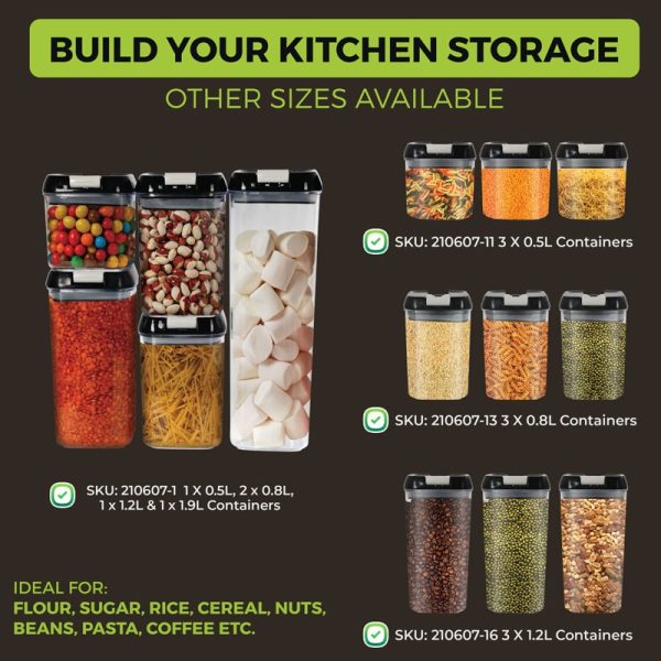 TOP 3 PLASTIC FOOD STORAGE CONTAINERS 1.2LTR 3PCS