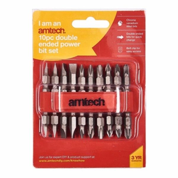 AMTECH 10PC D/ENDED POWER BIT SET