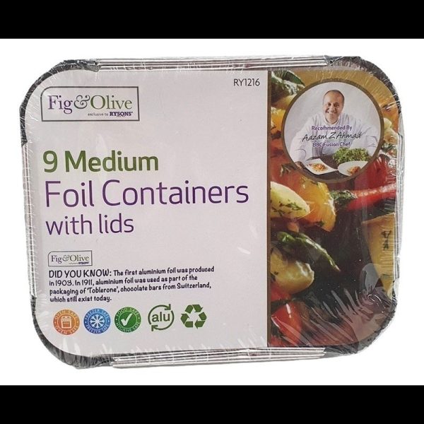 RYSON FOIL CONTAINERS WITH LID PACK OF 9