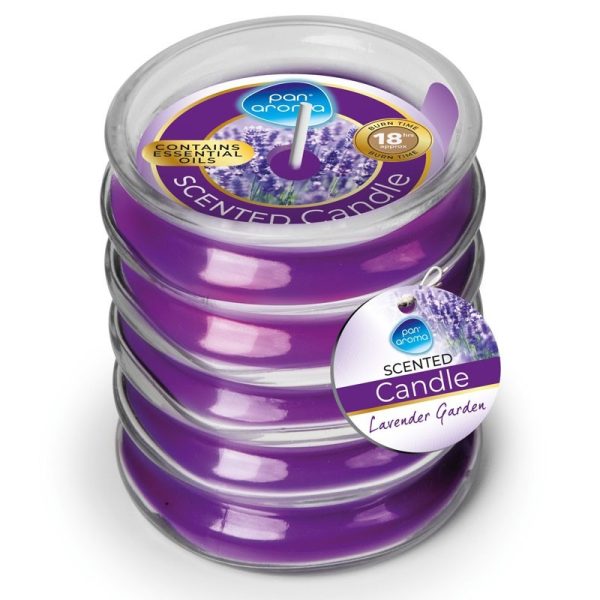 PAN AROMA RIBBED GLASS CANDLE LAVENDER GARDEN 120GM