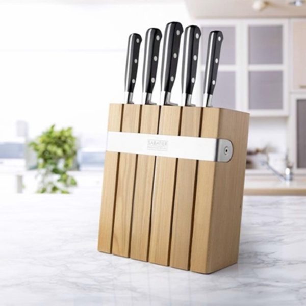 TAYLORS EYE SABATIER KNIFE BLOCK OAK SLOT 5PC