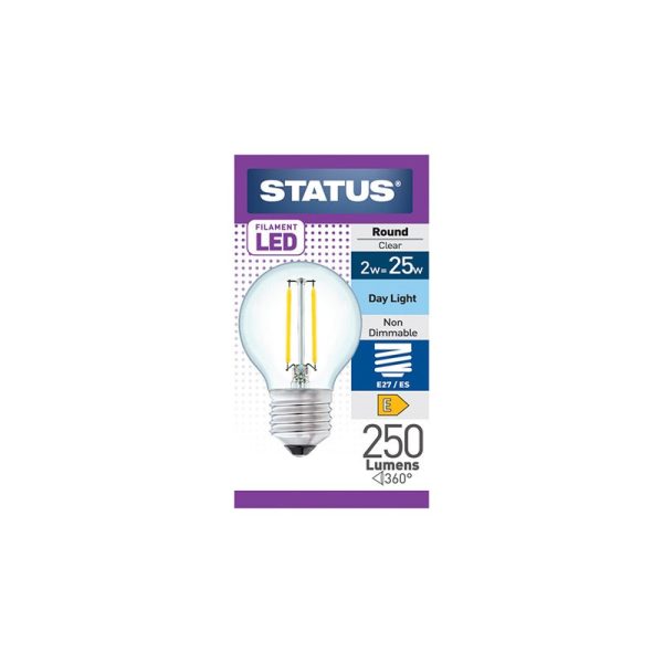 STATUS 2W E/S ROUND DAY LIGHT FILAMENT LED LIGHT BLUB SINGLE