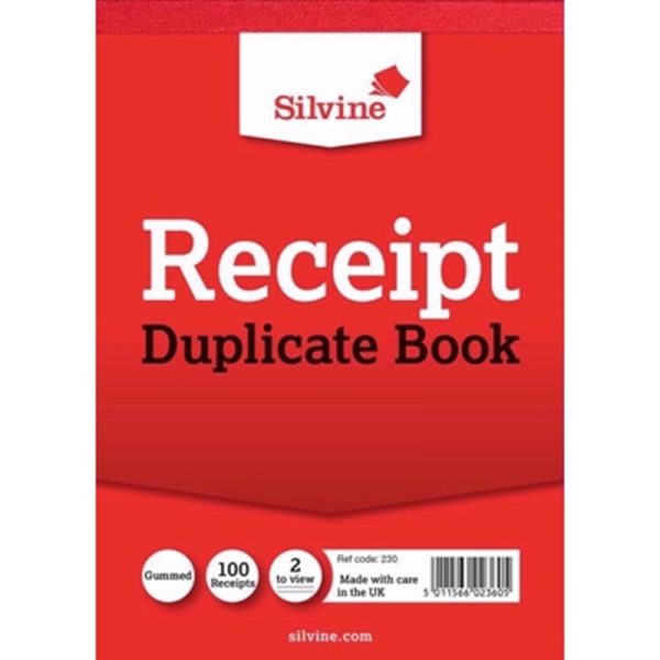 SILVINE RECEIPT BOOKS 230 PACK OF 12