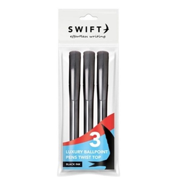 SWIFT LUXURY TWIST PENS BLACK PACK OF 3