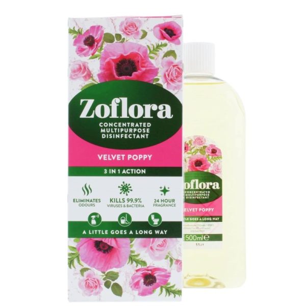 ZOFLORA DISINFECTANT VELVET POPPY 500ML PACK OF 12