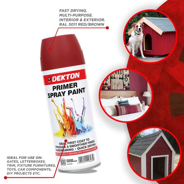 DEKTON SPRAY PAINT PRIMER RED/BROWN 400ML