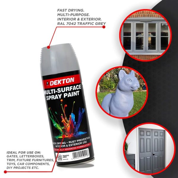 DEKTON SPRAY PAINT TRAFFIC GREY 400ML