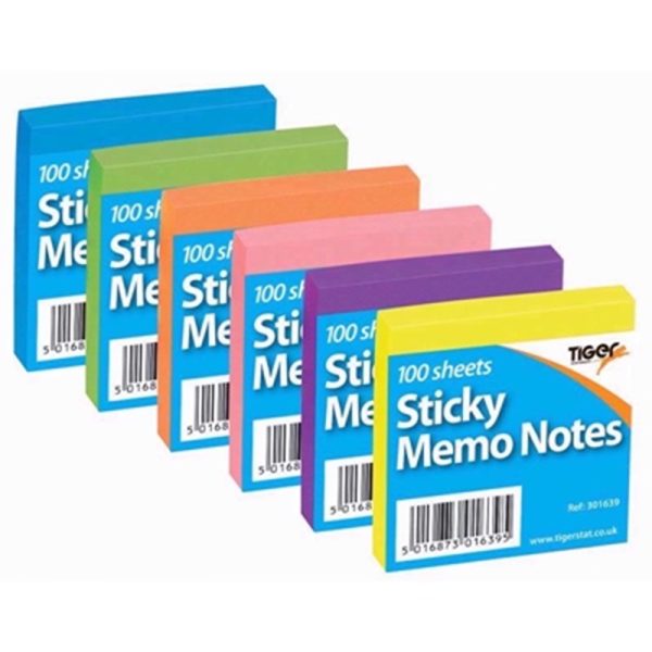 TIGER STICKY MEMO NOTES 100 SHT PACK OF 12