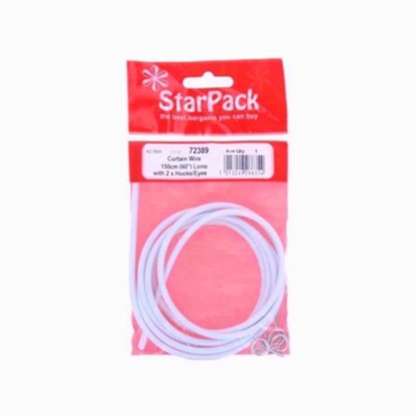 STARPACK CURTAIN WIRE 150CM+2 HOOKS/EYES