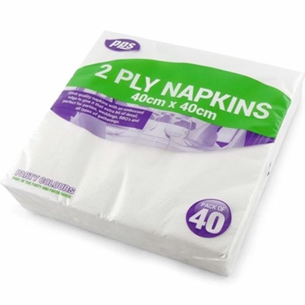 PPS 2PLY 40 NAPKINS WHITE 40X40CM