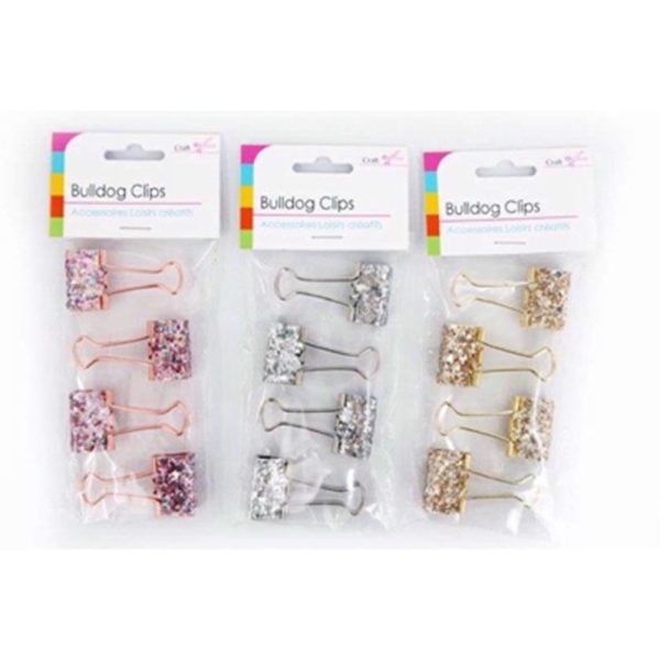 SIL CRAFT GLITTER BULLDOG CLIPS