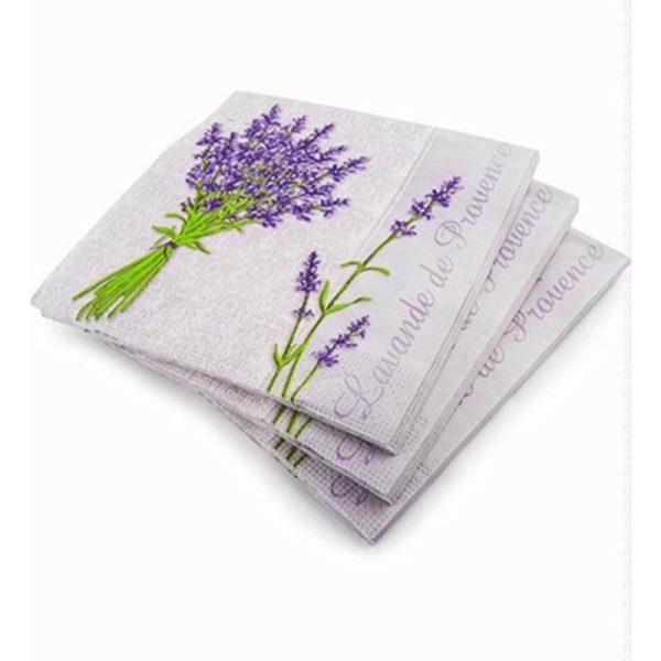 PPS 3PLY 33CM 20 NAPKINS LAVENDER FLOWER