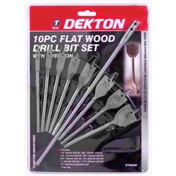 DEKTON DRILL WOOD FLAT 10PC SET