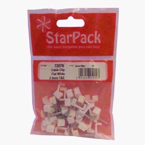 STARPACK CABLE CLIP FLAT WHITE 2.5MM