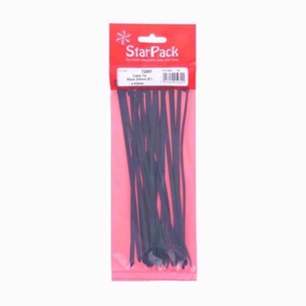 STARPACK CABLE TIES BLACK 200MM X 4.8MM