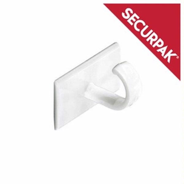 SECURPAK SELF ADHESIVE CUP HOOK WHITE