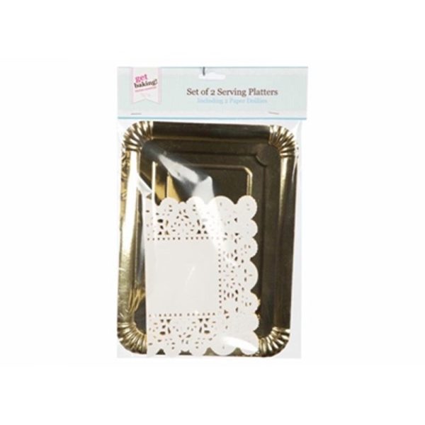 PLATTER WITH DOILIES GOLD S/2 MEDIUM D000