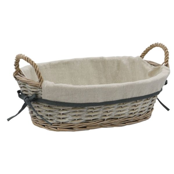 JVL ARIANNA OVAL WILLOW BASKET GREY 43X30X69CM