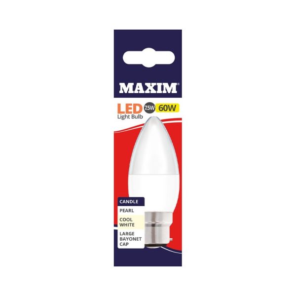 MAXIM LED CANDLE BC 60W C/W PACK OF 10