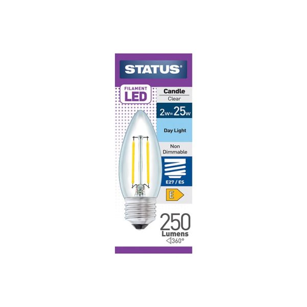 STATUS 2W ES CANDLE DAY LIGHT FILAMENT LED LIGHT BULB SINGLE