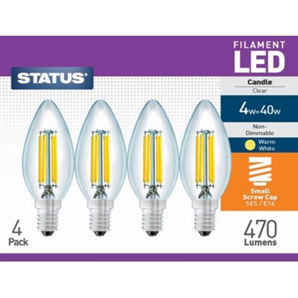 STATUS FILAMENT LED 40W SES CANDLE W/W PACK OF 4