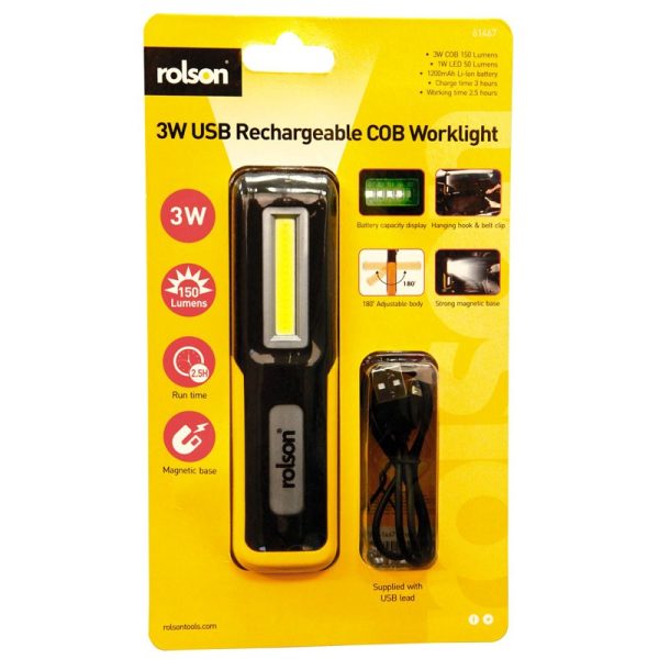 ROLSON RECHARGEABLE COB TORCH & LAMB 3W