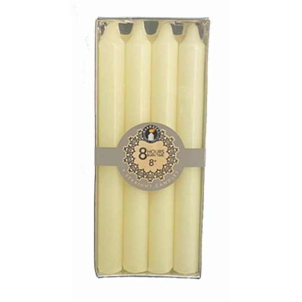 PAN AROMA DINNER CANDLES PACK OF 4 8 INCH IVORY