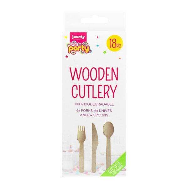 WOODEN CUTLERY 18PC