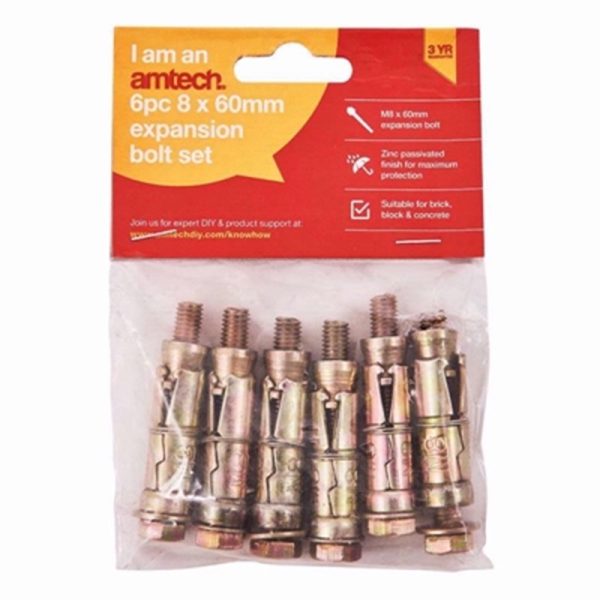 AMTECH EXPANSION BOLT 6PC SET 8X600MM