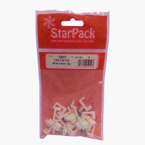 STARPACK CABLE CLIP FLAT WHITE 6.0MM