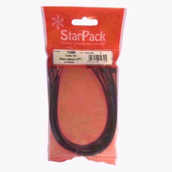 STARPACK CABLE TIES BLACK 300MM X 4.8MM