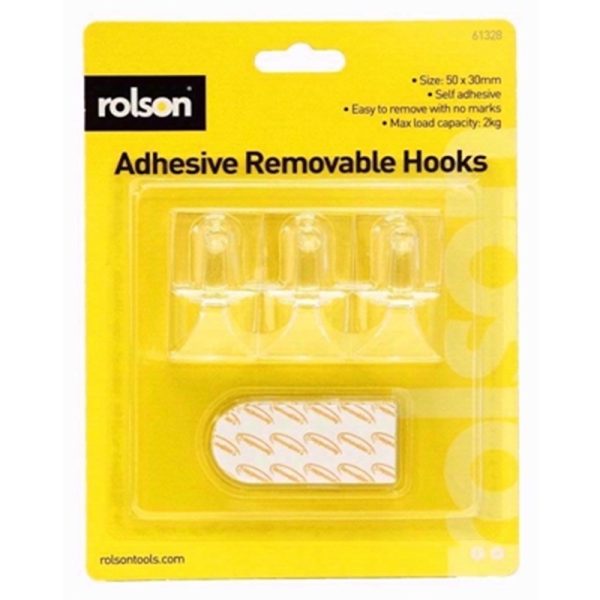 ROLSON REMOVE TRANS ADHESIVE HOOKS 3PCE