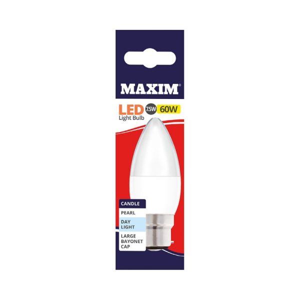 MAXIM LED CANDLE BC 60W D/L PACK OF 10