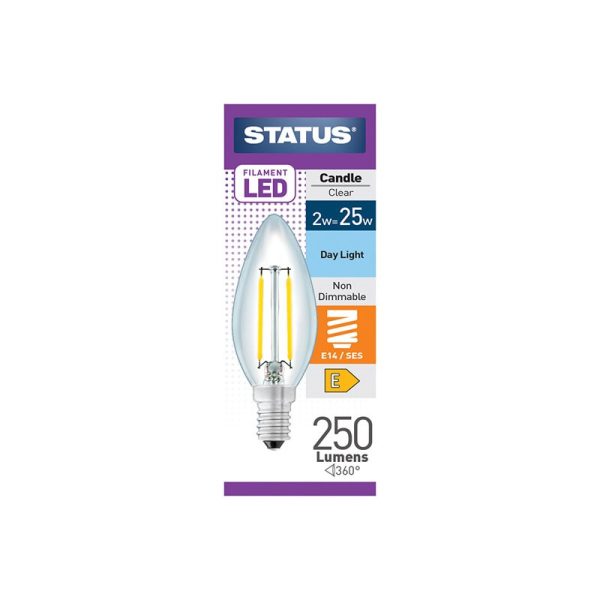 STATUS 2W SES CANDLE DAY LIGHT FILAMENT LED LIGHT BULB SINGLE