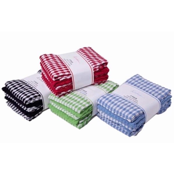 TEA TOWELS CHECK 5 PCS ASSTD