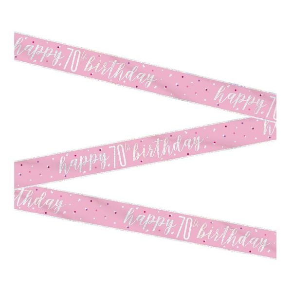 HAPPY 70TH BIRTHDAY BANNER PINK