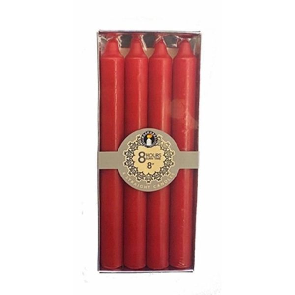 PAN AROMA DINNER CANDLES PACK OF 4 8 INCH RED