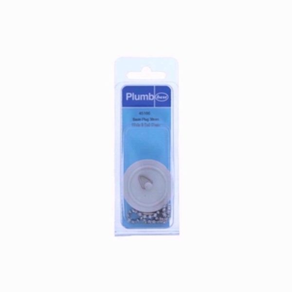 PLUMB BASIN PLUG 38MM WHT&BALL CHAIN