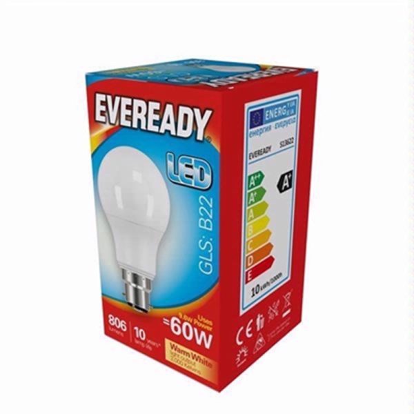 EVEREADY LED BULB WARM WHT GLS 9.6/60W PACK OF 5