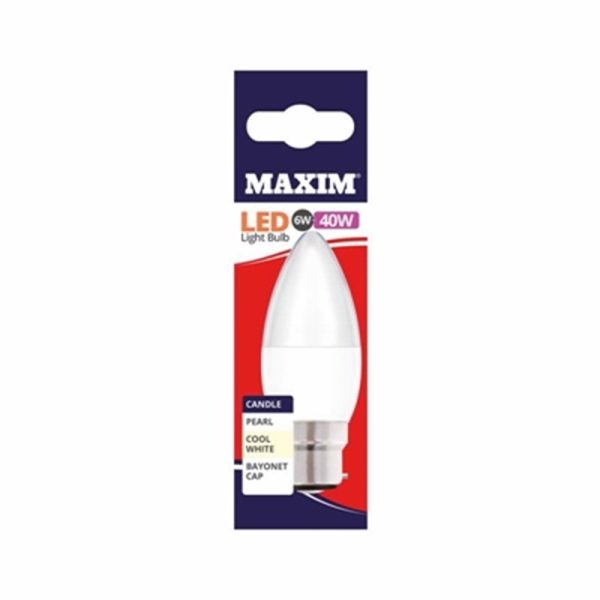 MAXIM LED CANDLE BC 6W C/W PACK OF 10