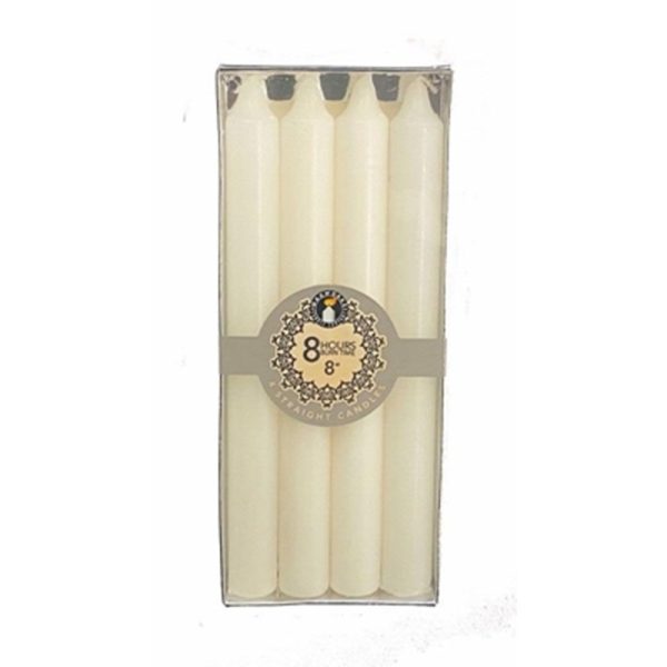 PAN AROMA DINNER CANDLES PACK OF 4 8 INCH WHITE