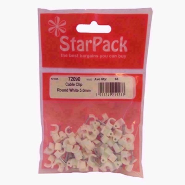 STARPACK CABLE CLIP ROUND WHITE 5.0MM