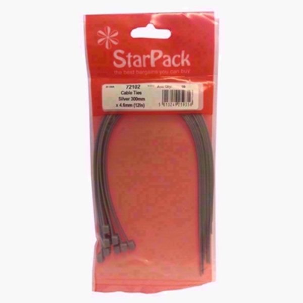 STARPACK CABLE TIES SILVER 300MM X 4.8MM