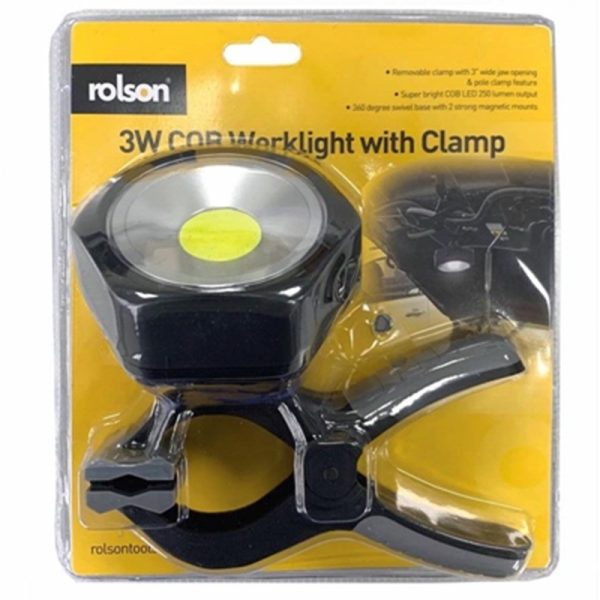 ROLSON WORK LIGHT WITH CLAMP 3W COB