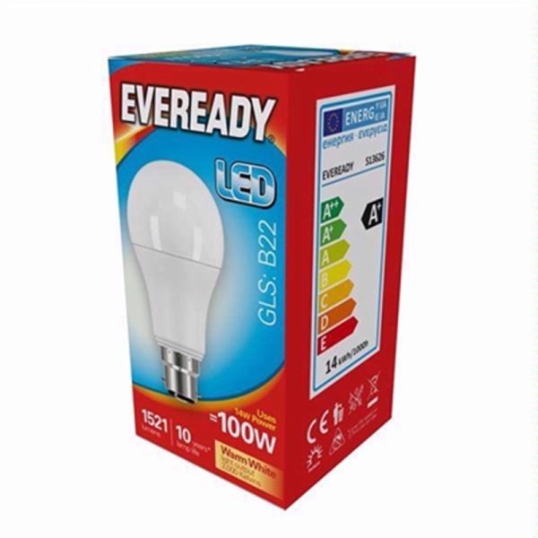 EVEREADY LED BULB WARM WHT GLS BC 14/100W PACK OF 5