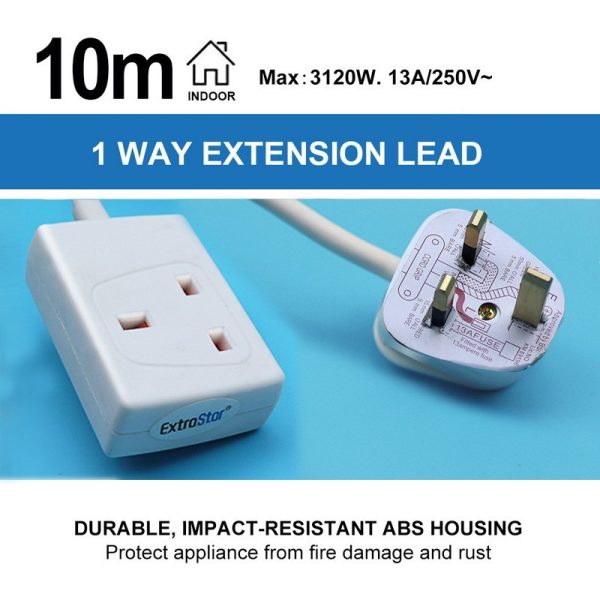 EXTRASTAR EXTENSION LEAD 1 GANG 10M WHITE