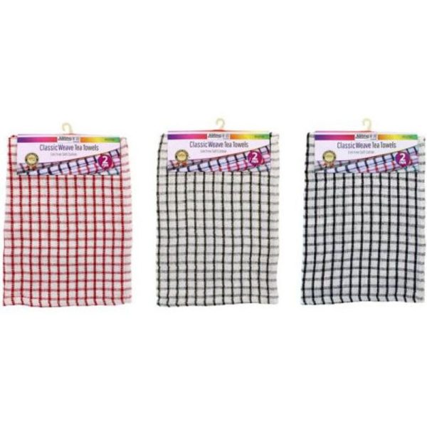 TEA TOWELS CLASSIC 2PC ASSORTED COLOURS